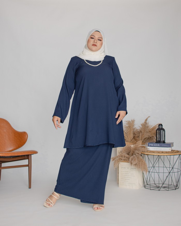 Amalin Riau Kurung (Navy Blue)