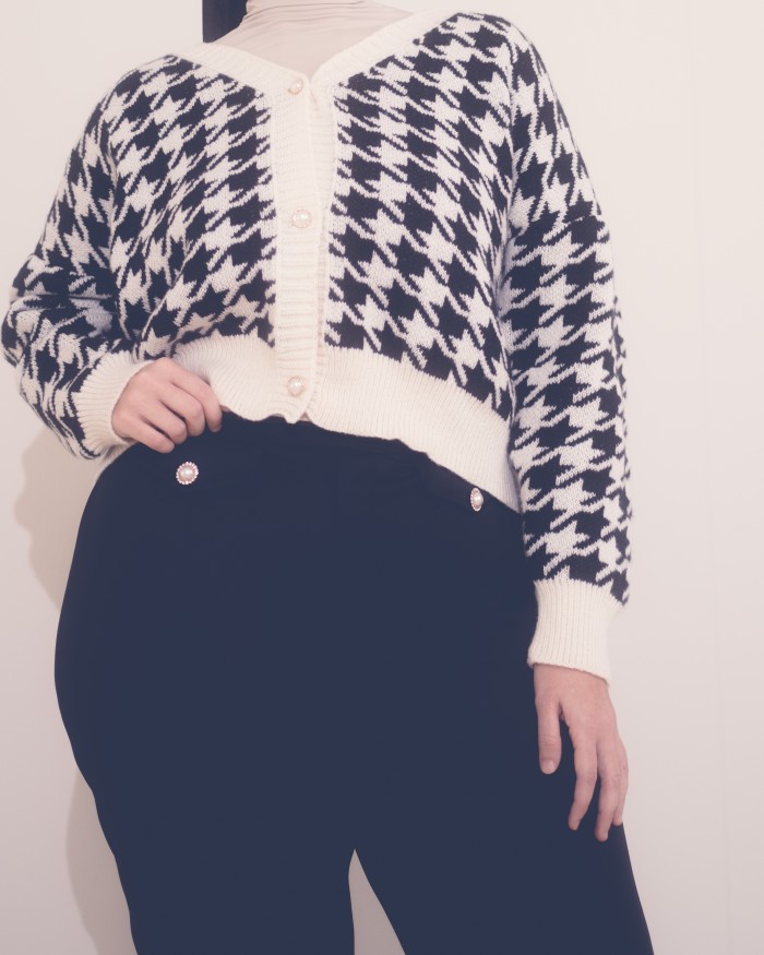 Sierra Houndstooth Knitted Cardigan