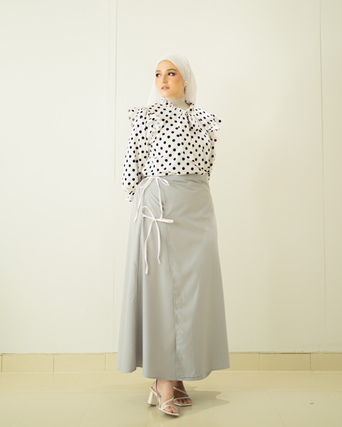 Poppy Coquette Cotton Skirt (Grey)