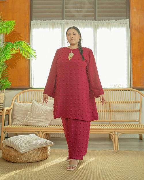 Ewan Sakenah Riau Kurung (Maroon)