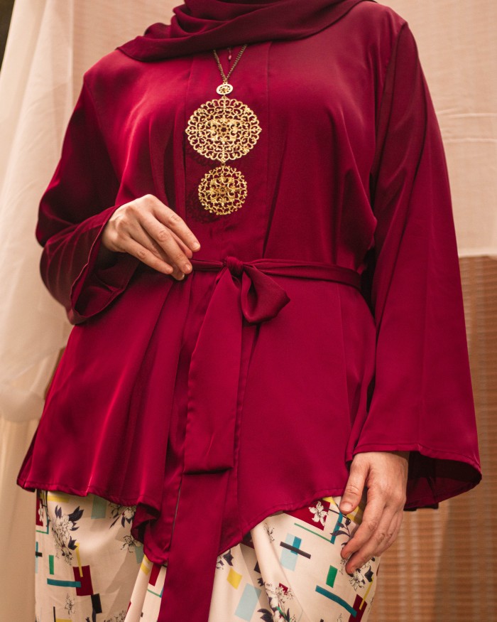 Yunasinta Kebaya Kimono (Red Maroon)