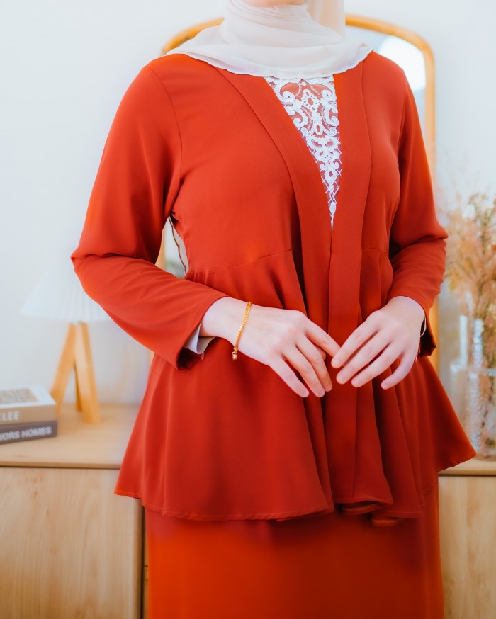 Adelia Kebaya Peplum (Burnt Orange)