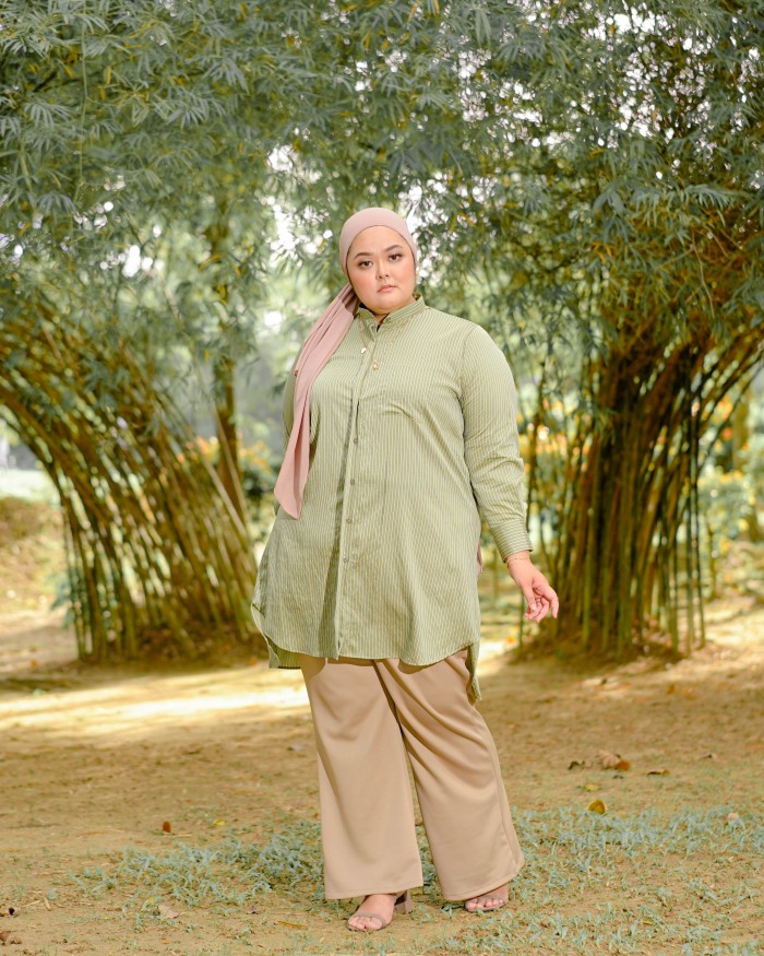 Naura Long Shirt (Stripes Olive)