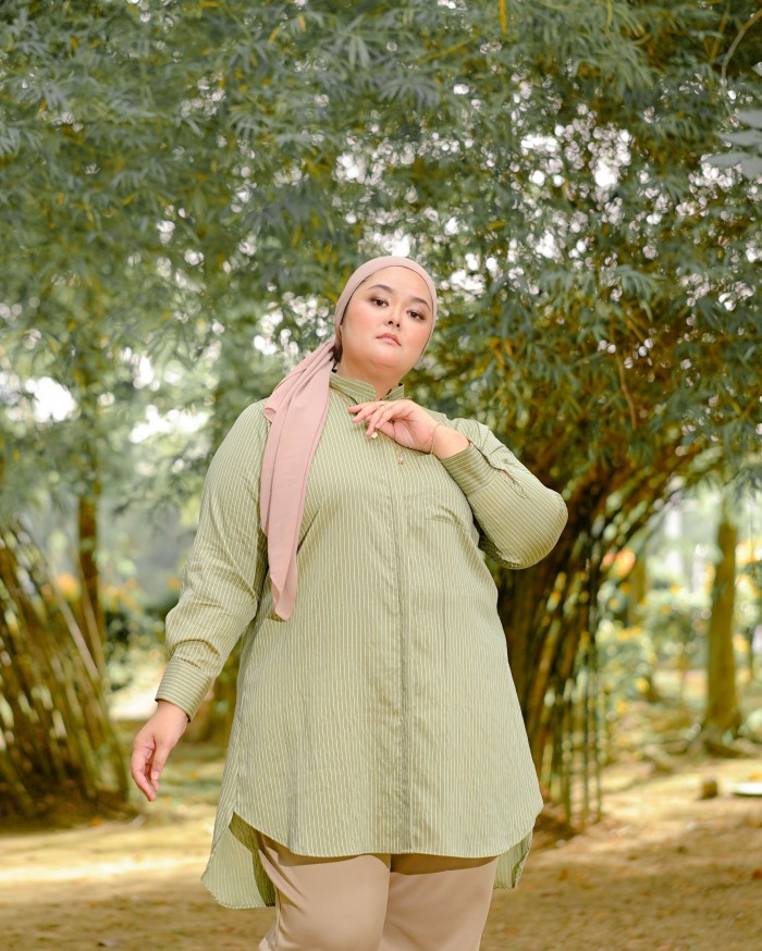 Naura Long Shirt (Stripes Olive)