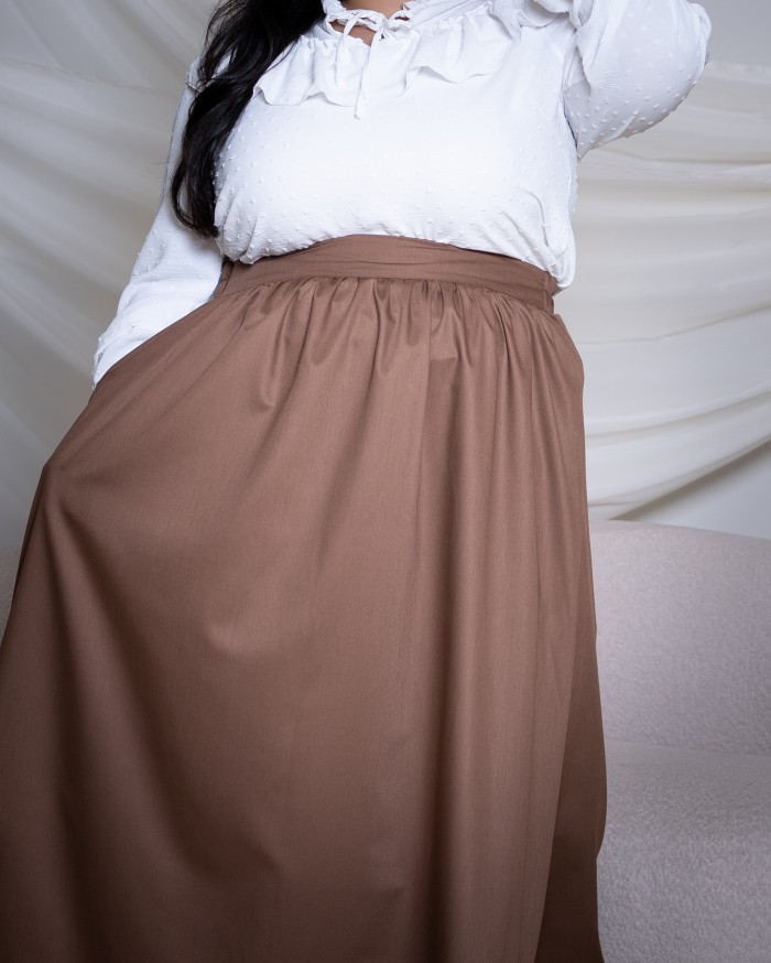 ⁠Elodie Cotton Skirt (Mocha)