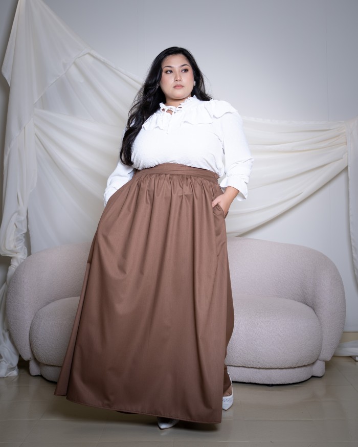 ⁠Elodie Cotton Skirt (Mocha)