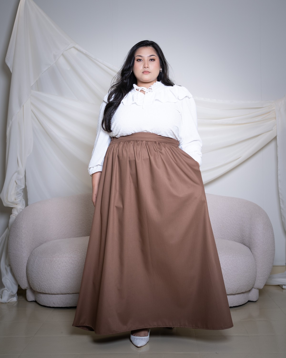 ⁠Elodie Cotton Skirt (Mocha)