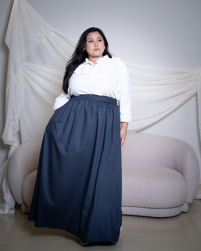 ⁠Elodie Cotton Skirt (Navy Blue)