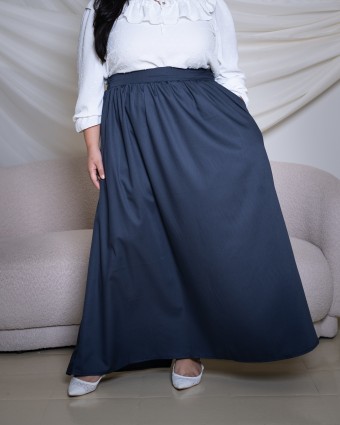 ⁠Elodie Cotton Skirt (Navy Blue)