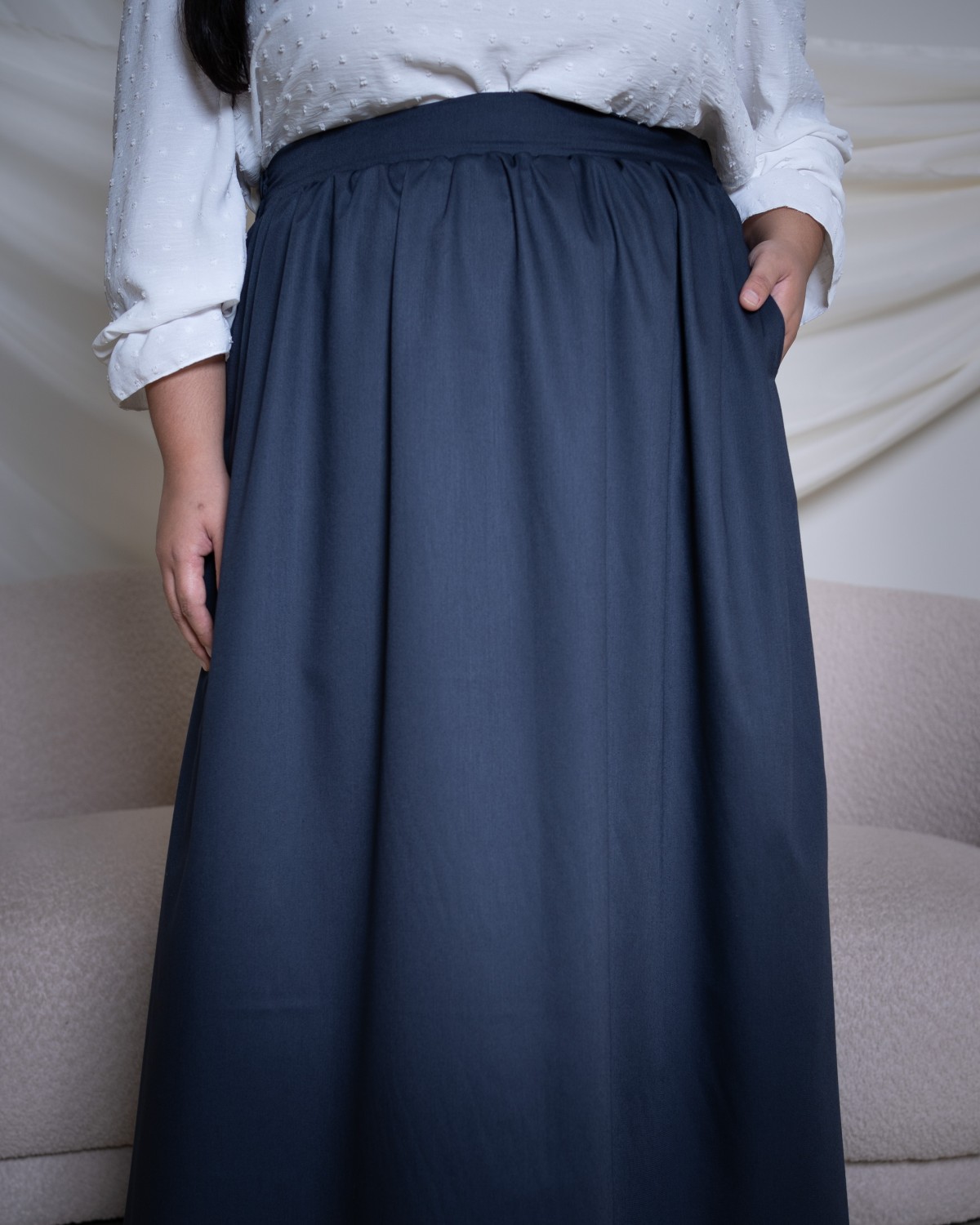 ⁠Elodie Cotton Skirt (Navy Blue)