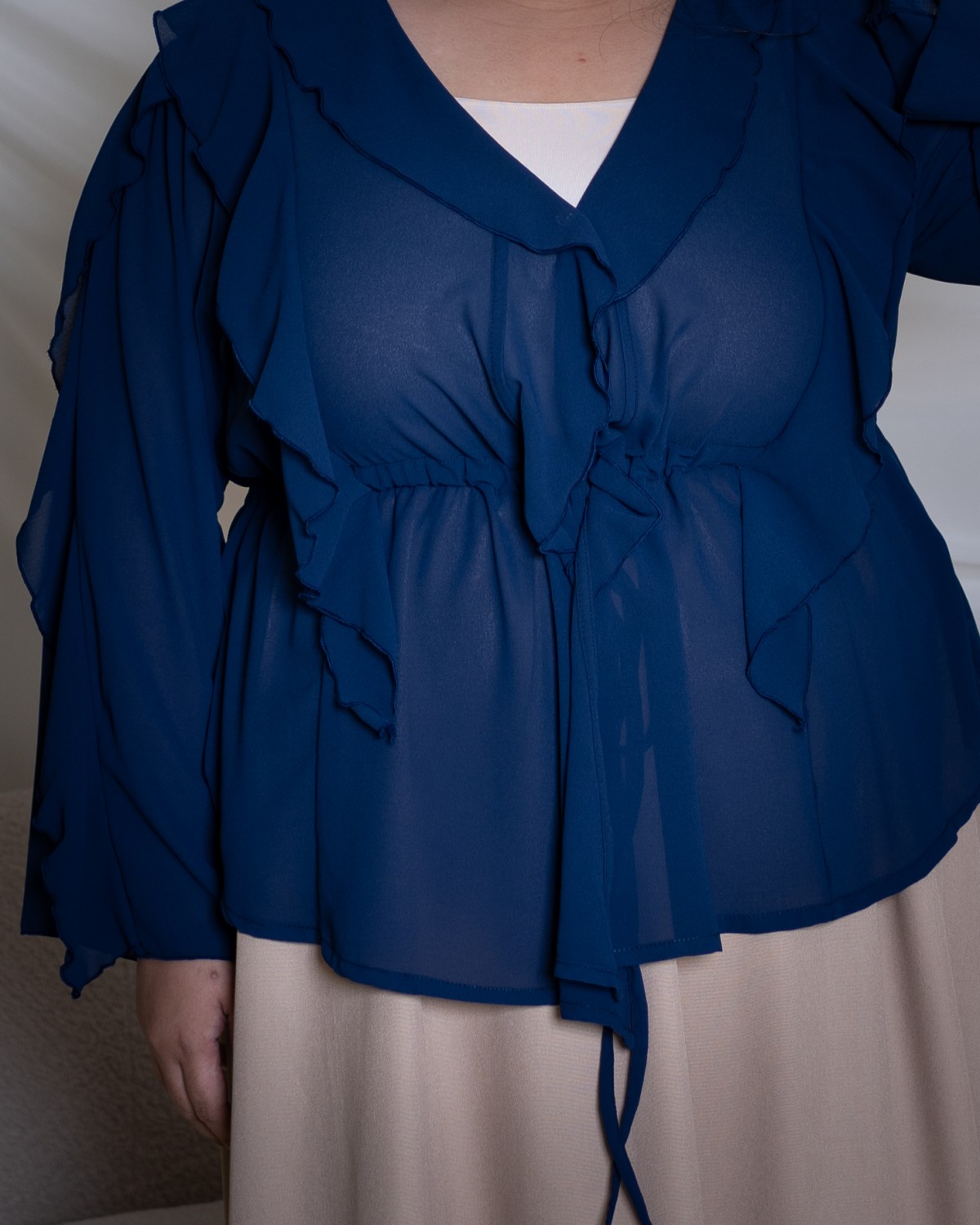 Evelyn Ruffled Top (Dark Blue)