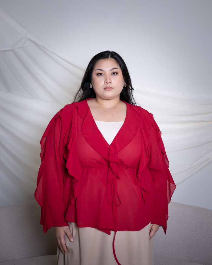 Evelyn Ruffled Top (Chillie Red)