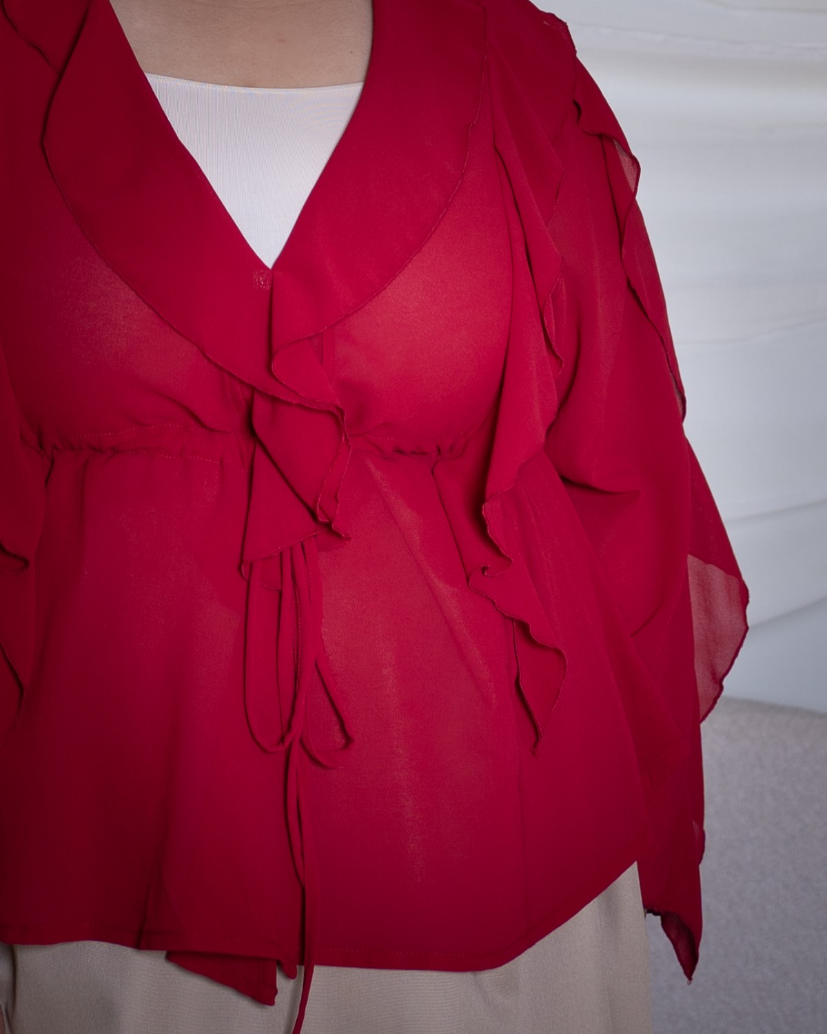 Evelyn Ruffled Top (Chillie Red)