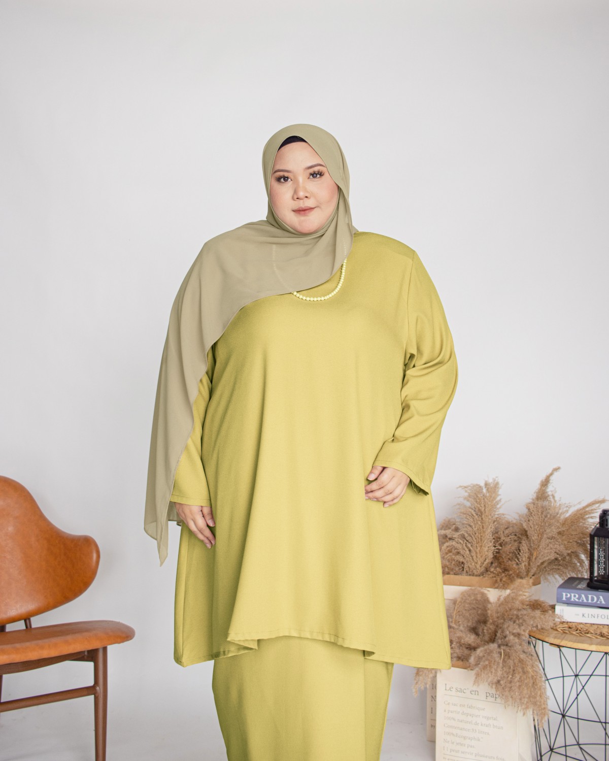 Amalin Riau Kurung (Mustard Olive)