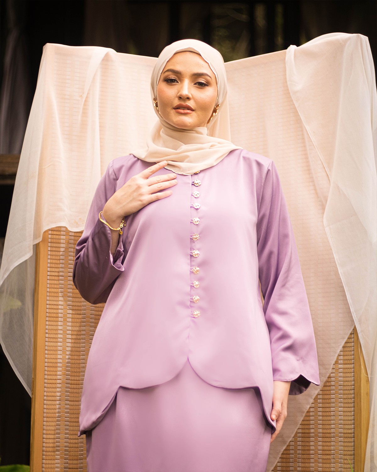 Niarina Scallop Modern Kurung (Yam Purple)